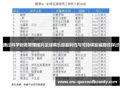 通过科学财务管理提升足球俱乐部盈利性与可持续发展路径探讨 通过科学财务管理提升足球俱乐部盈利性与可持续发展路径探讨