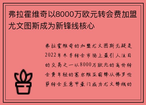 弗拉霍维奇以8000万欧元转会费加盟尤文图斯成为新锋线核心